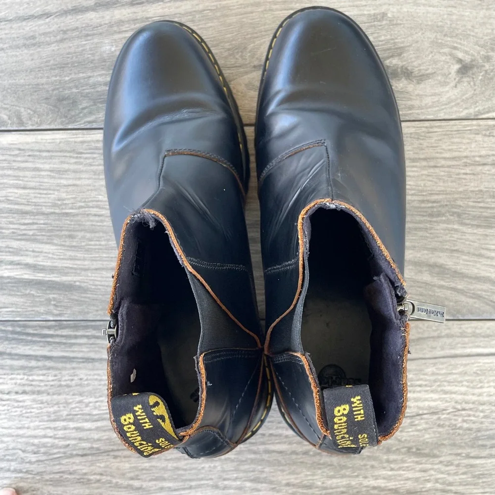 Dr.‎ Martens Rometty II Boots Women 11 Black Leather Chunky Platform Zip Goth